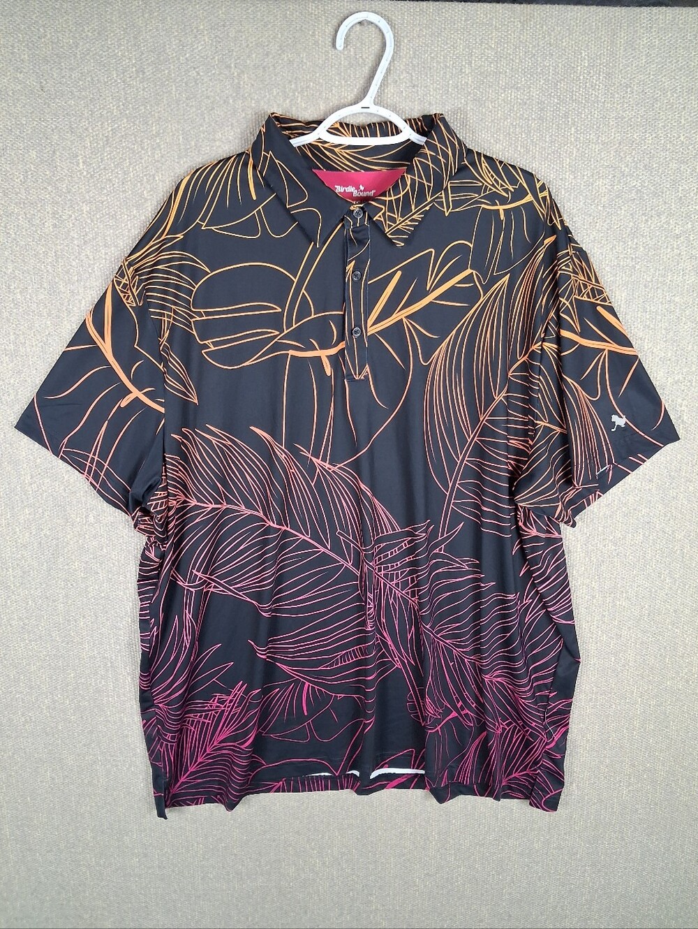 Birdie Bound Polo Shirt Mens 3XL Neon Palms Black Pink Orange Golf Performance